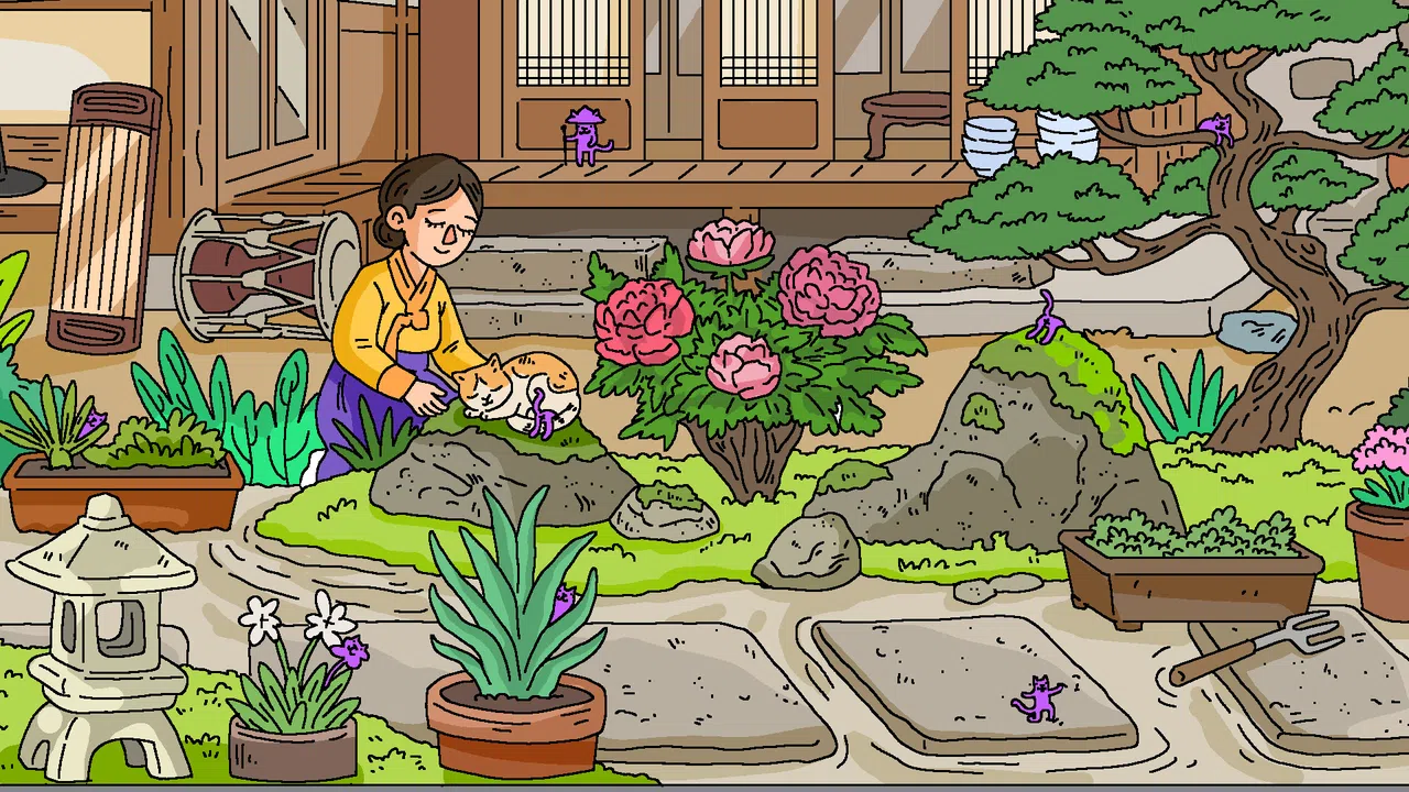100 Cats Lost in South Korea Find & Color Screenshot 2