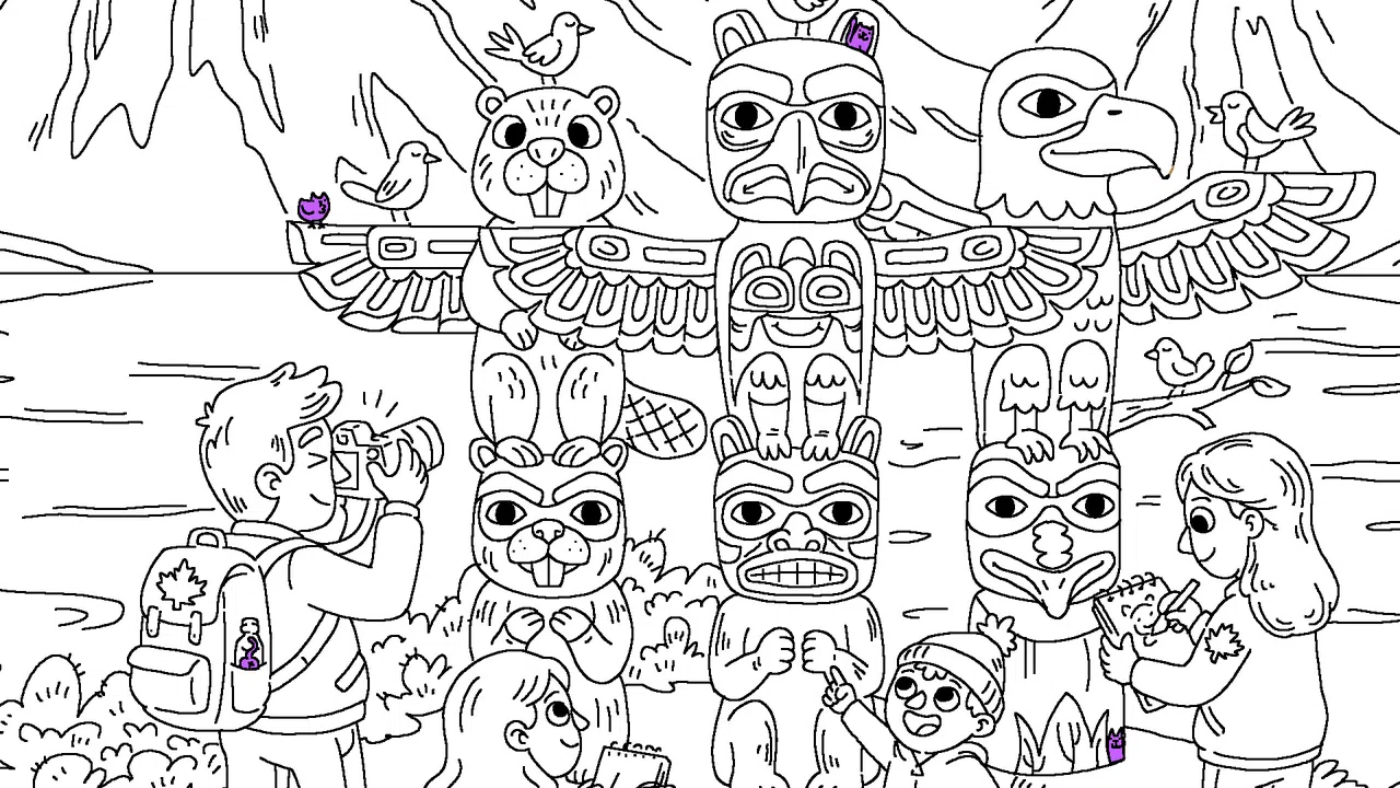 100 Cats Lost in Canada 2 Find & Color Screenshot 1