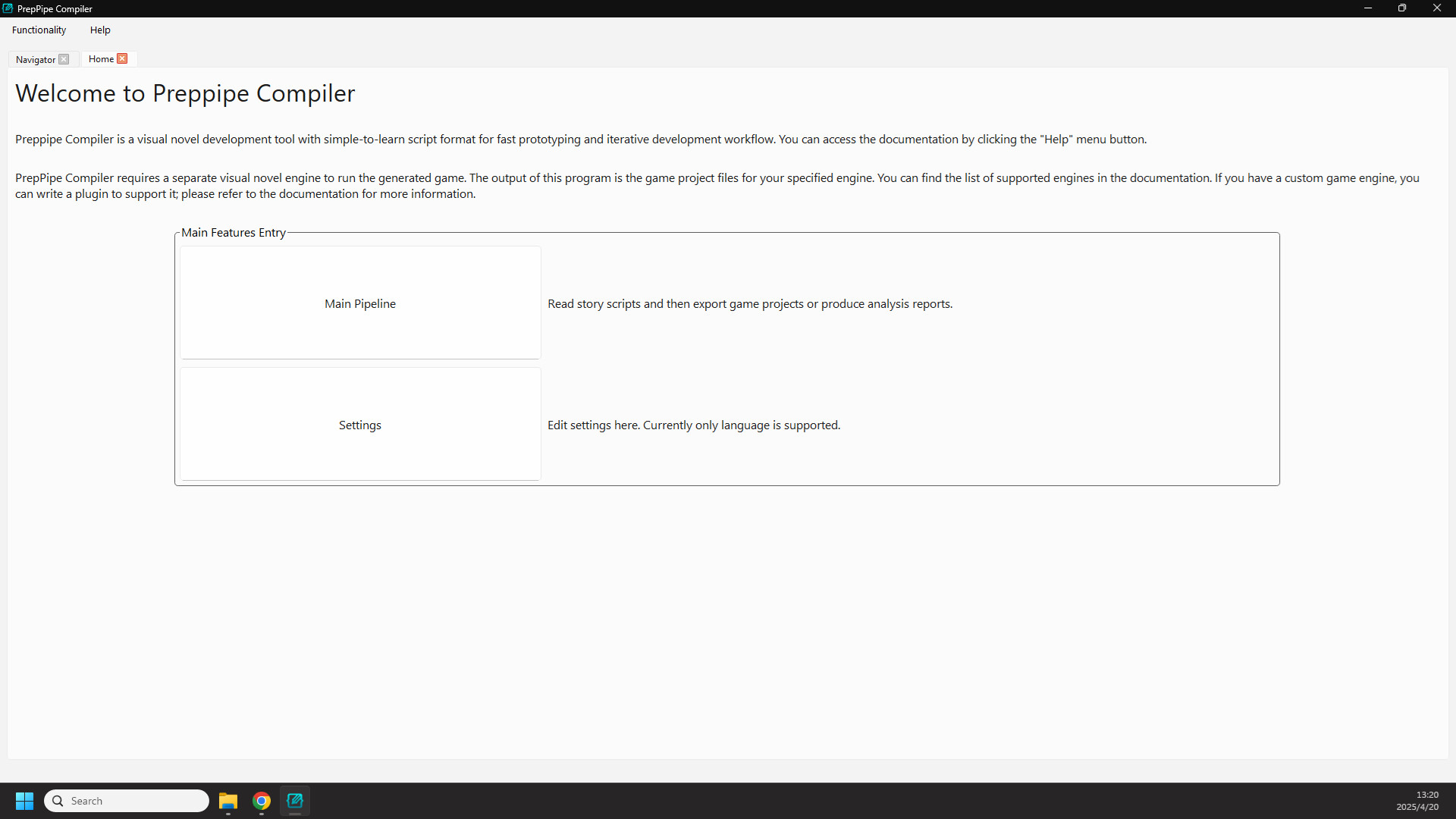 PrepPipe Compiler - Visual Novel Development Tool Screenshot 0