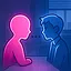 A serious conversation icon