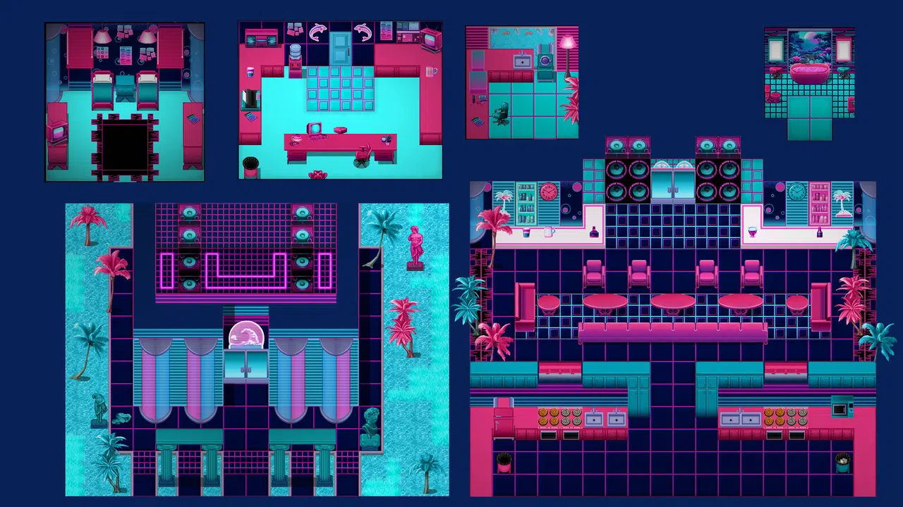 RPG Maker MV - KR Vaporwave Dreams Tileset Screenshot 1