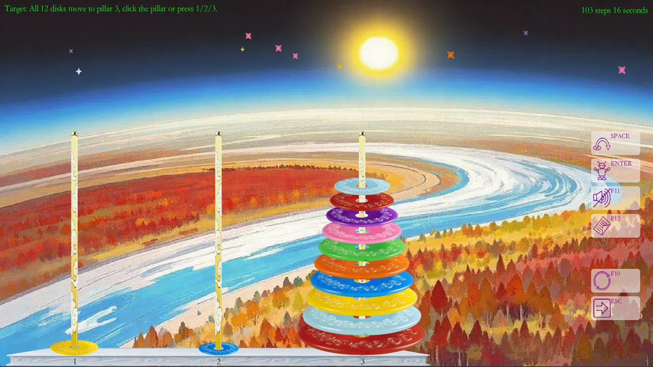 Colorful Tower of Hanoi Screenshot 1