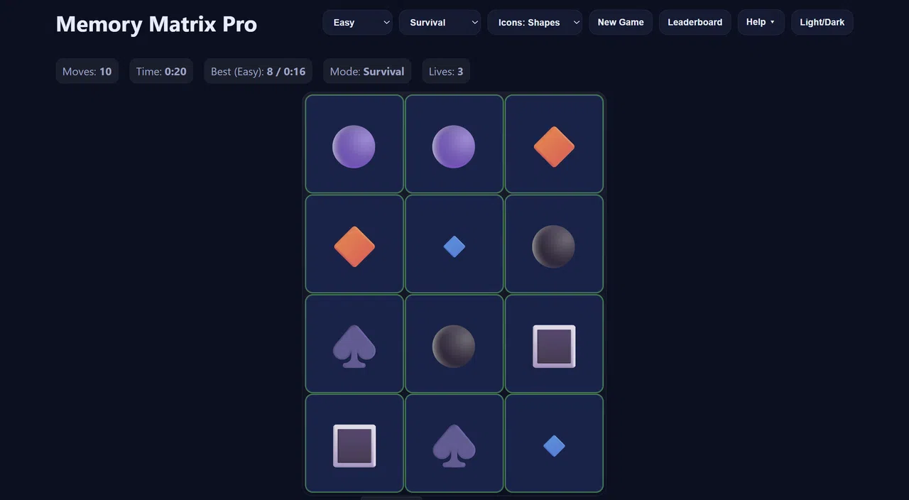 Memory Matrix Pro Screenshot 0