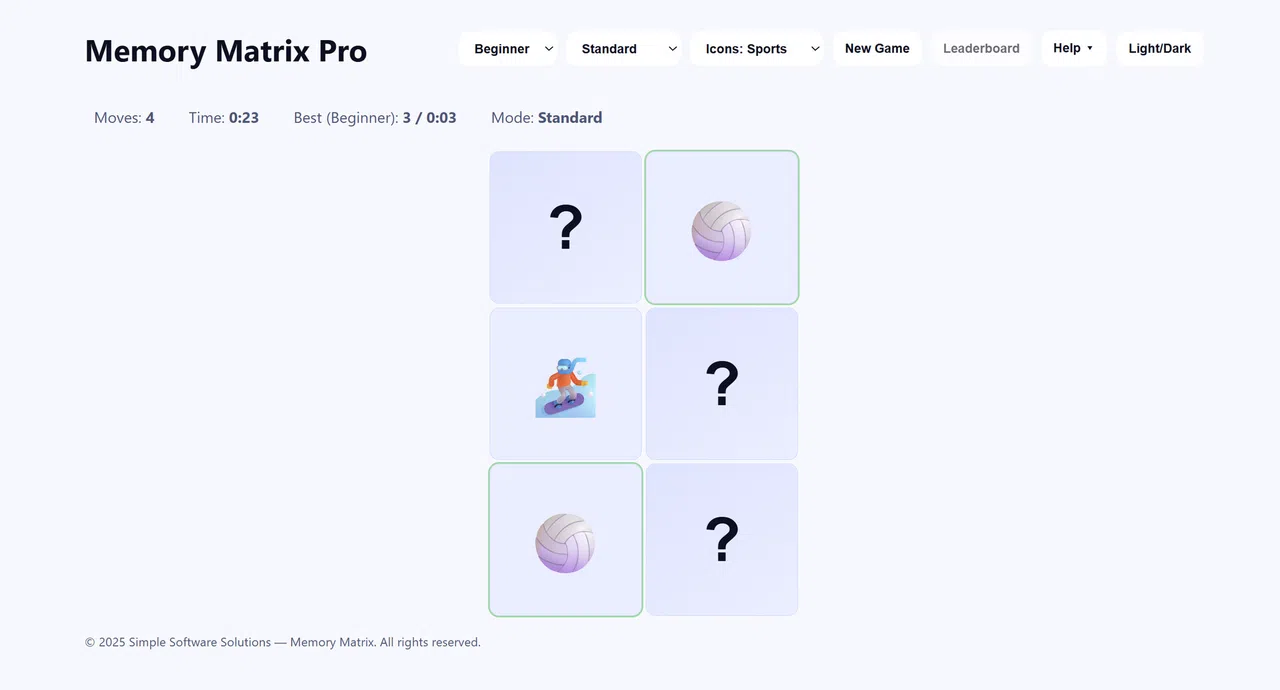 Memory Matrix Pro Screenshot 2