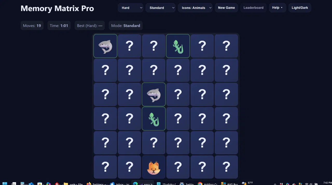 Memory Matrix Pro Screenshot 1