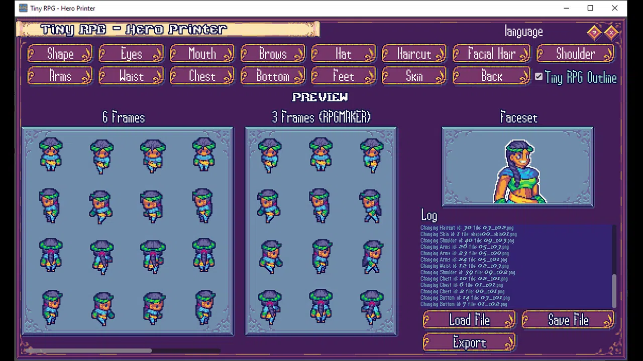RPG Maker MZ - TinyRPG - Hero Printer Screenshot 2