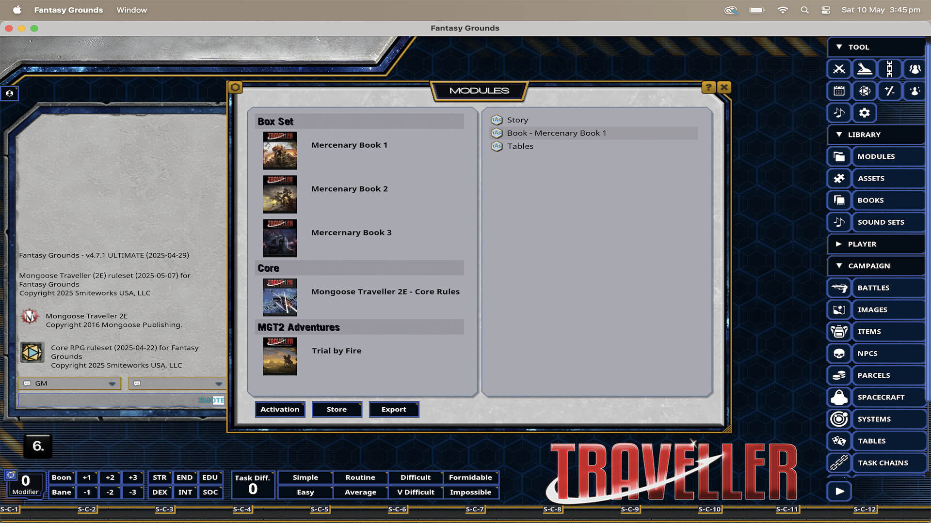 Fantasy Grounds - Traveller - Mercenary Screenshot 2