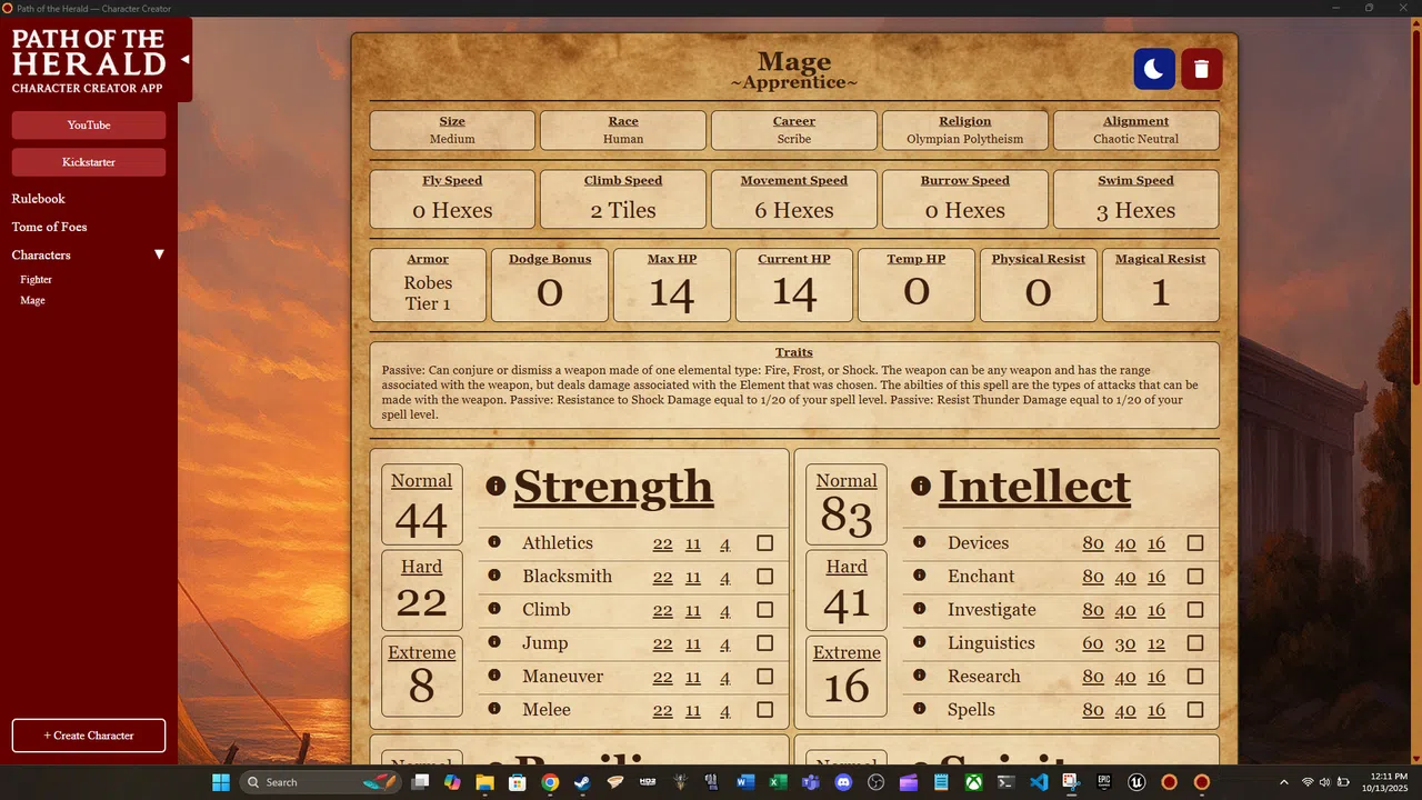 Path of the Herald: Character Creator Screenshot 2