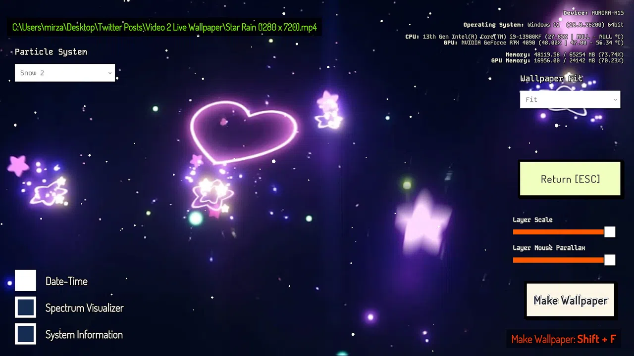 Video 2 Live Wallpaper - Star Rain (Video Wallpaper) Screenshot 1