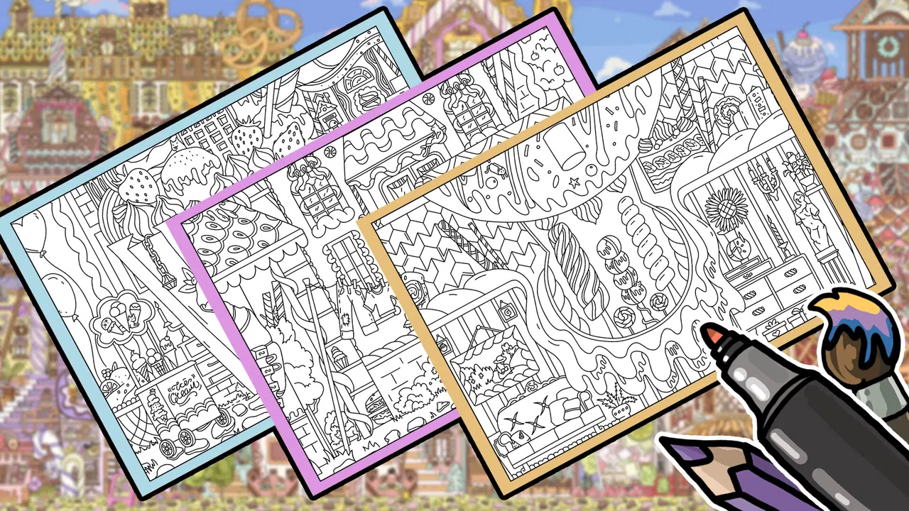 FIND KITTENS 7: Cookie Town - Coloring Book Screenshot 0