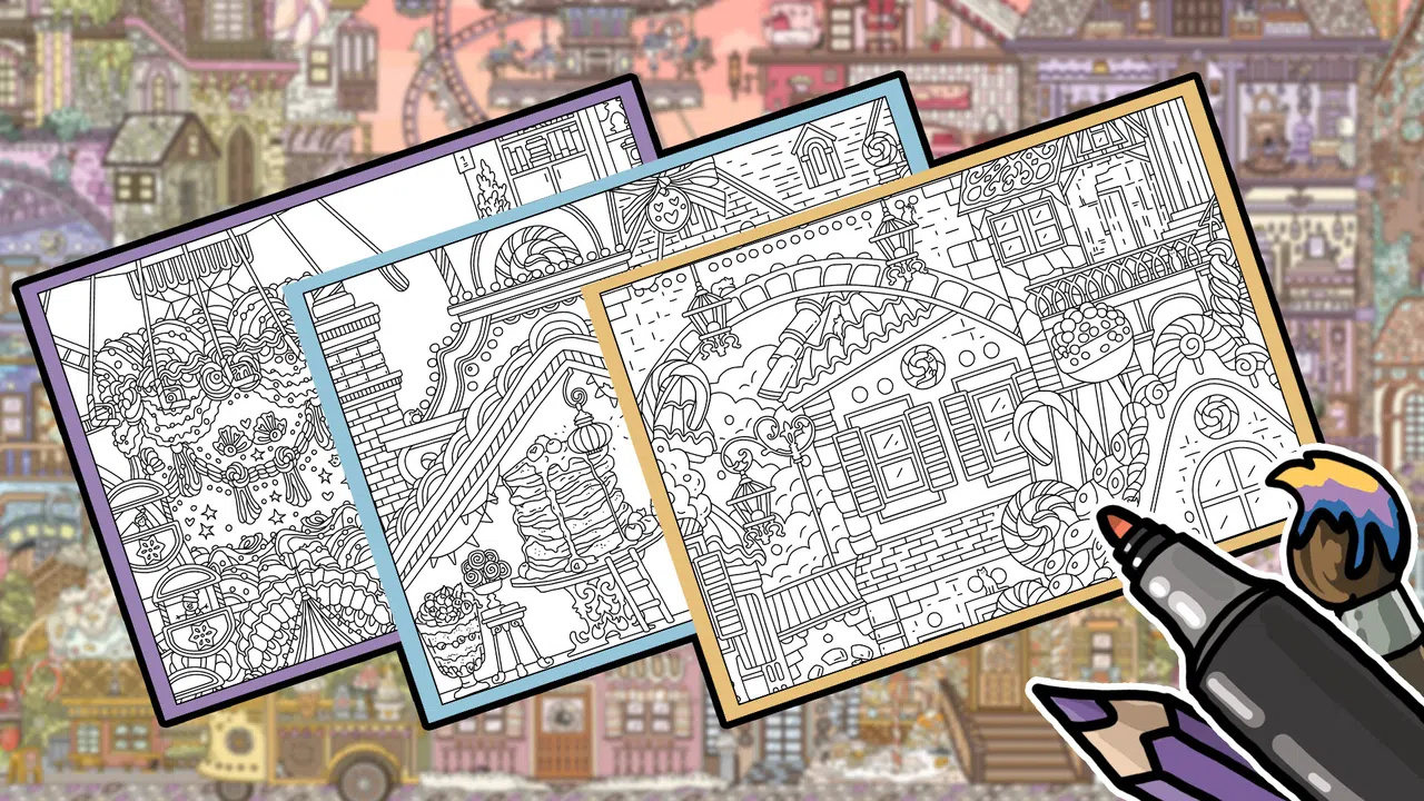 FIND KITTENS 7: Cookie Town - Coloring Book Screenshot 1
