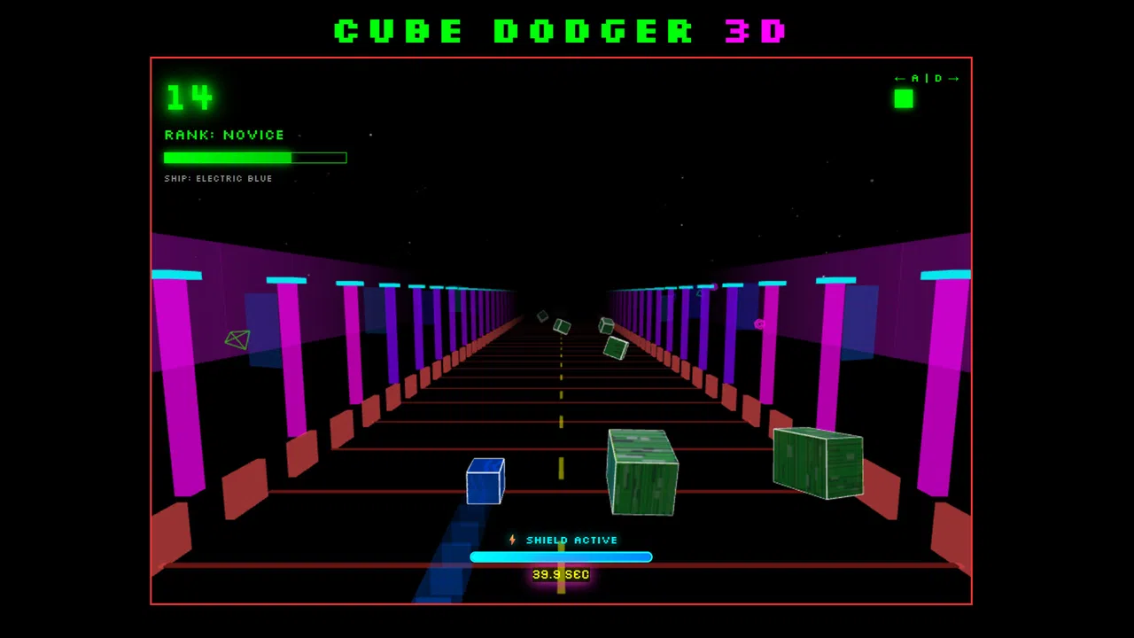 Cube Dodger 3D – Electric Blue Ship Screenshot 0