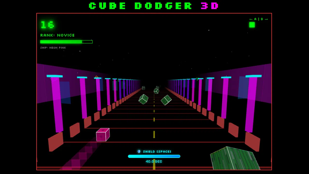 Cube Dodger 3D – Neon Pink Ship Screenshot 0