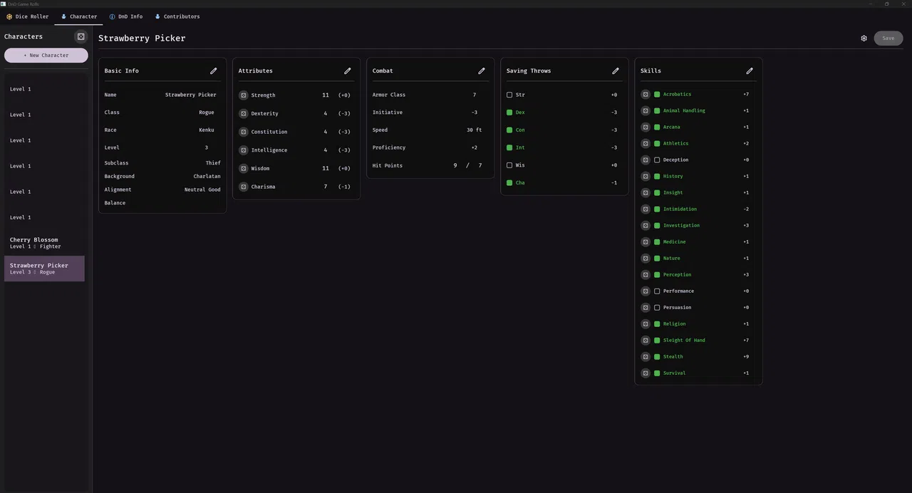 DnD Game Rolls Screenshot 2