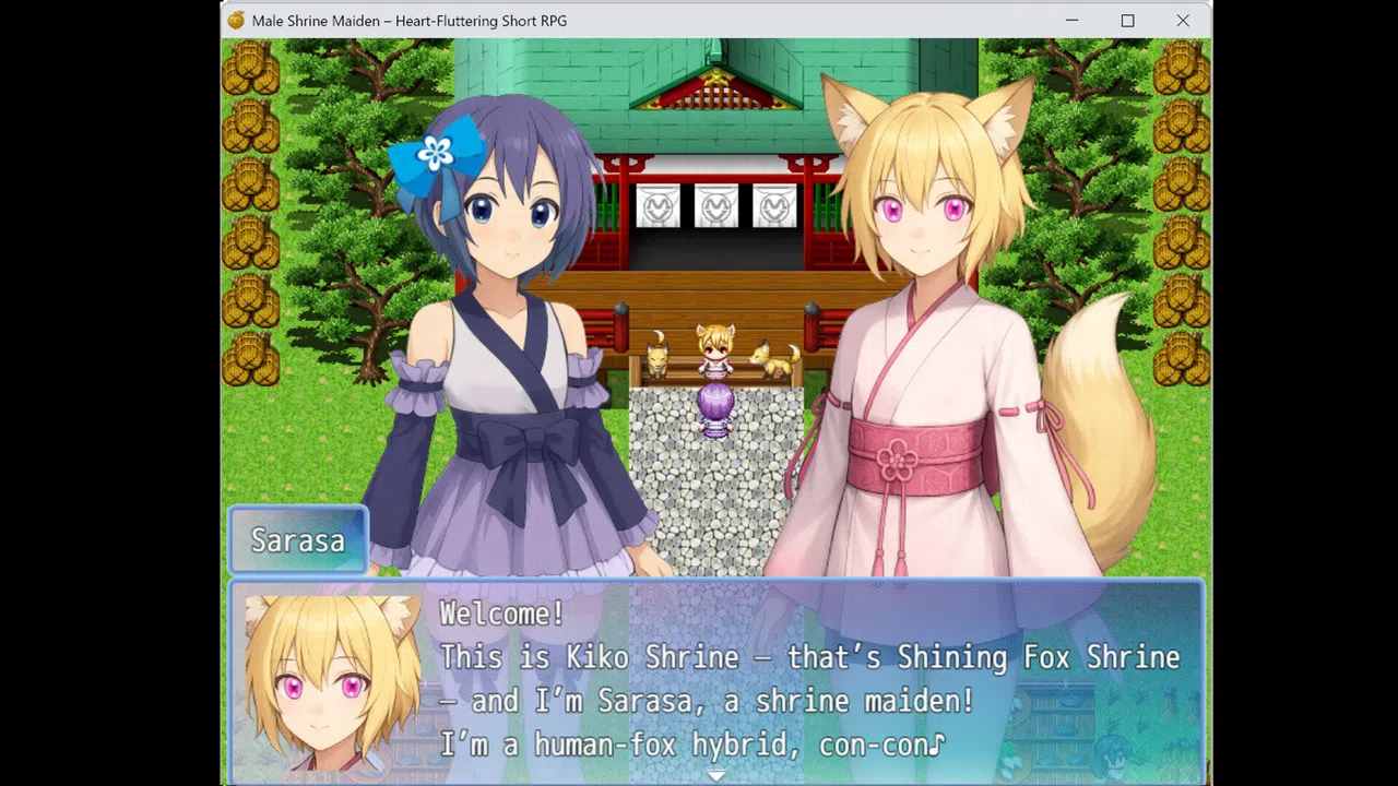 Male Shrine Maiden Heart-Fluttering Short RPG Screenshot 1