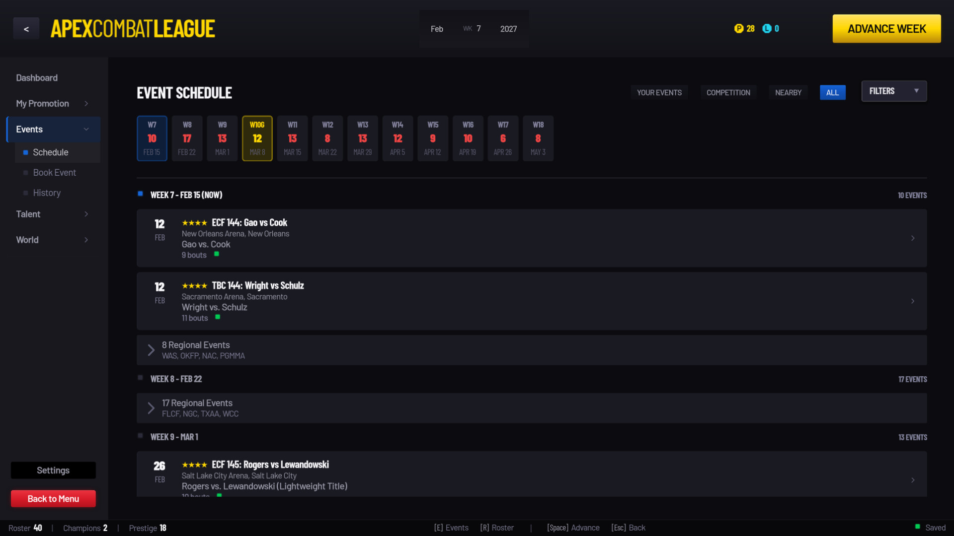 Pound for Pound Demo: MMA Promotion Simulator Screenshot 2