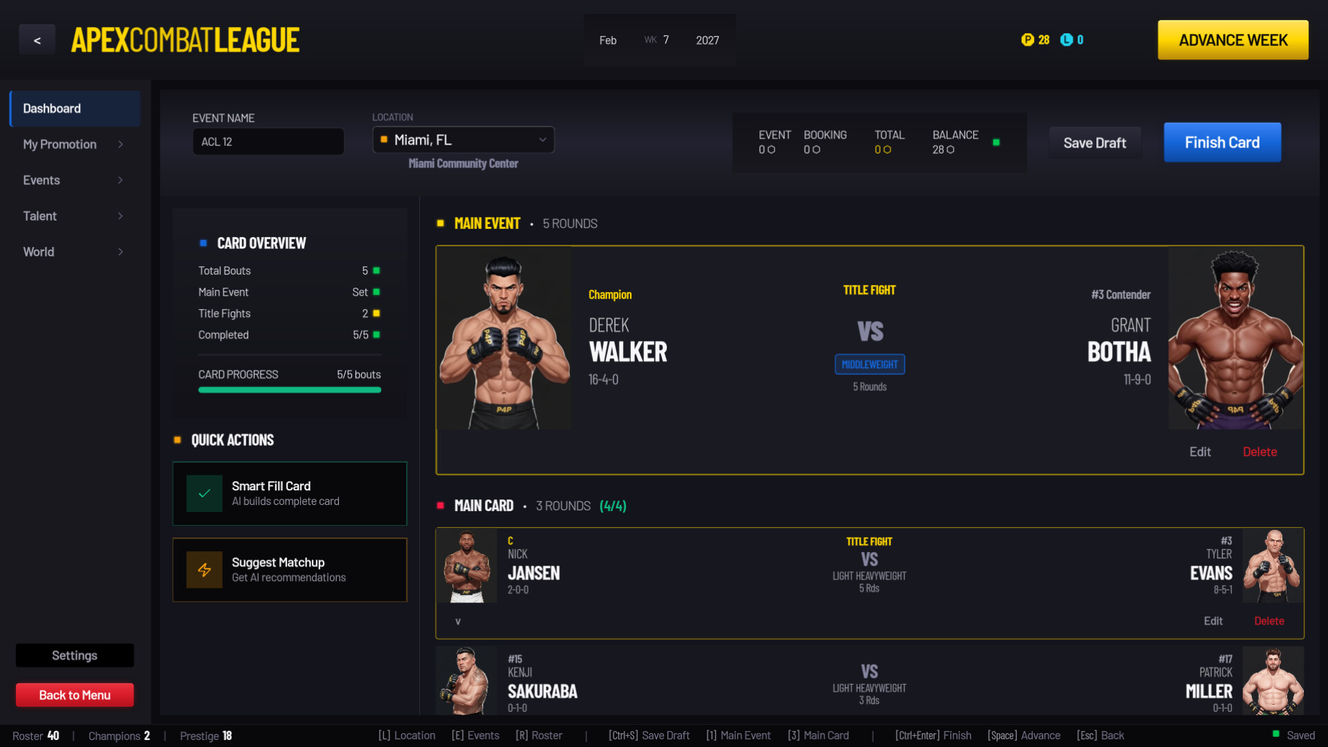 Pound for Pound Demo: MMA Promotion Simulator Screenshot 5