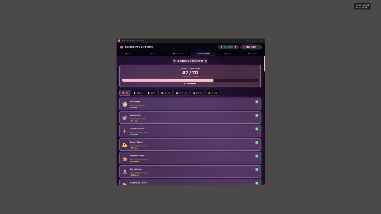 Clicks Per Lifetime Screenshot 3