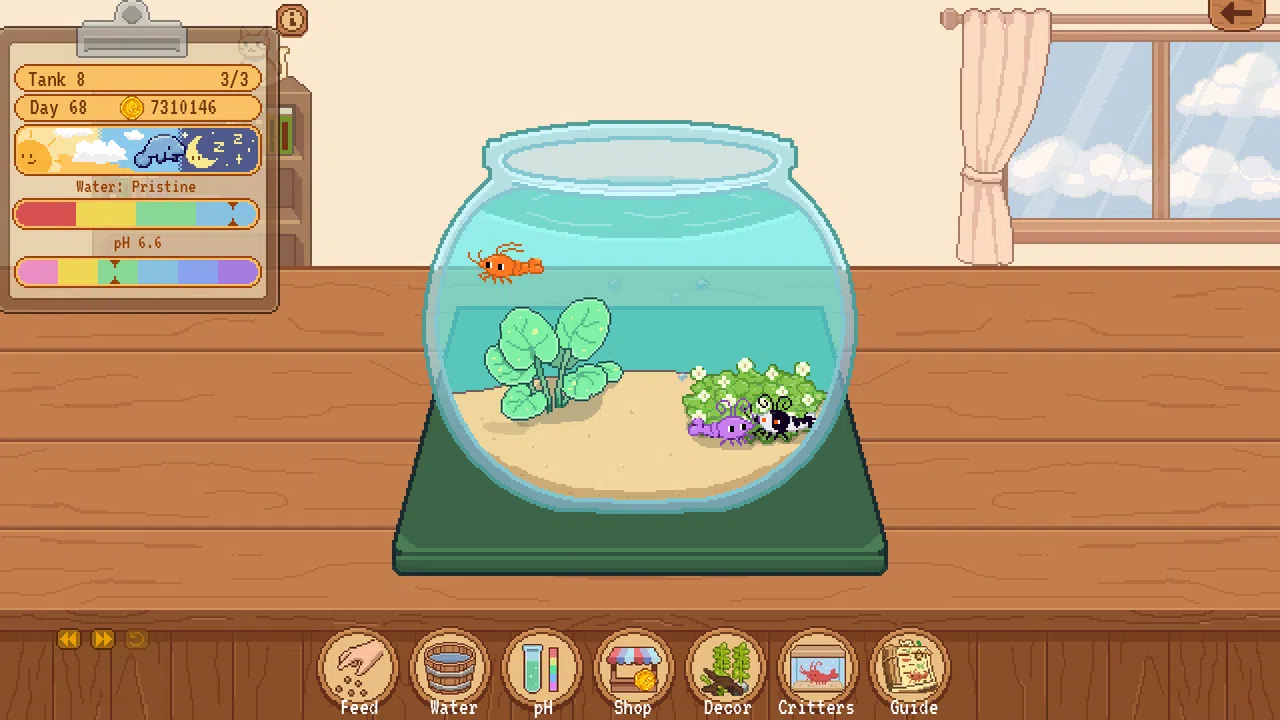 Tiny Glass Tank: Dwarf Shrimp and Friends Screenshot 1
