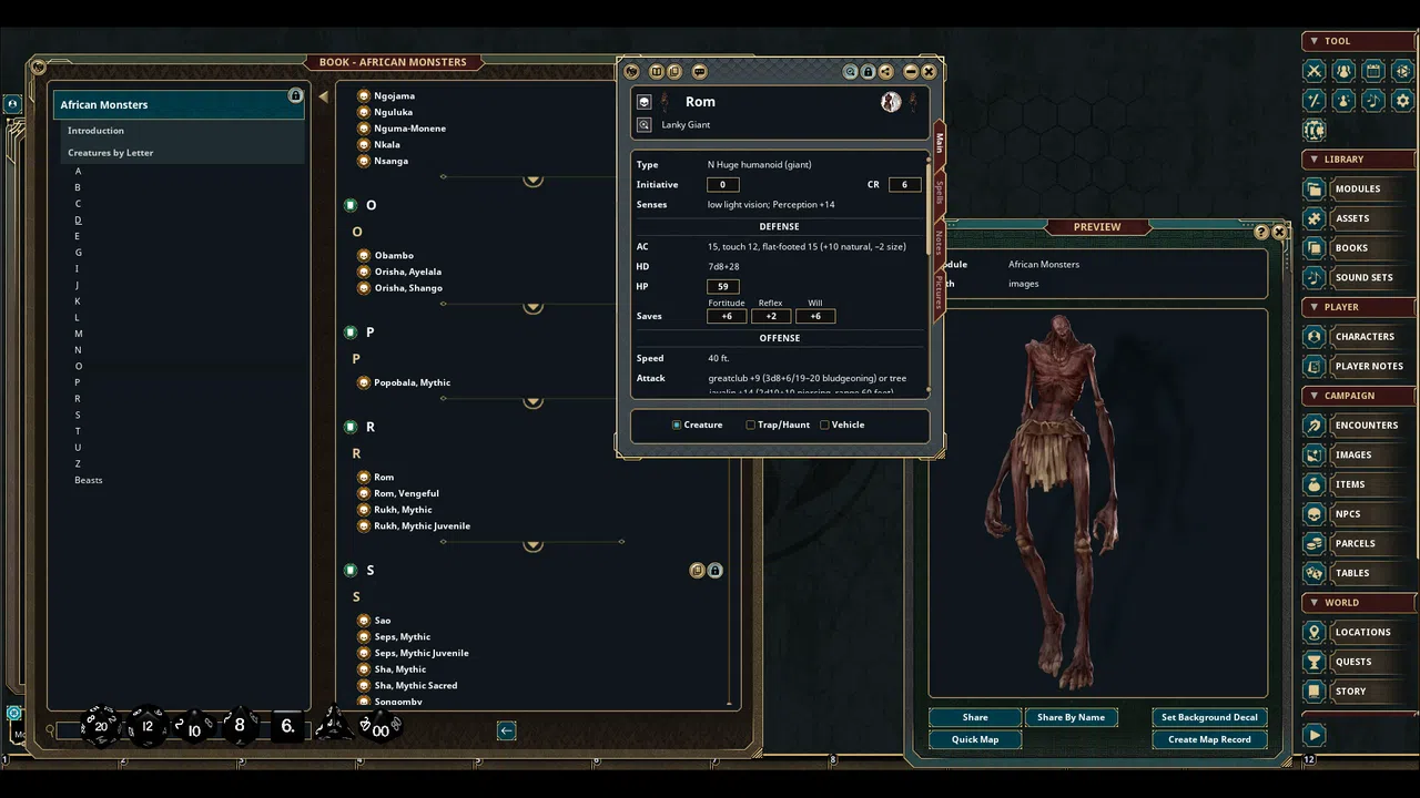 Fantasy Grounds - African Monsters (PFRPG) Screenshot 0