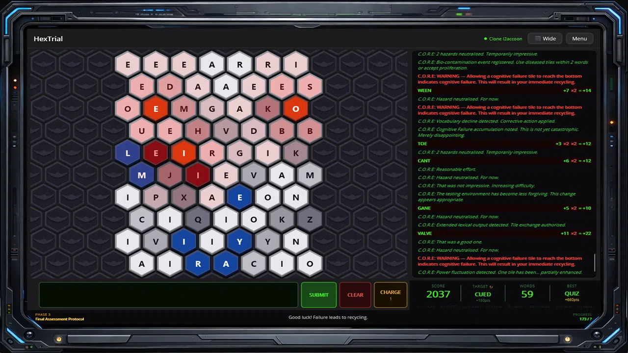 HexTrial A C.O.R.E. Cognitive Test Screenshot 1