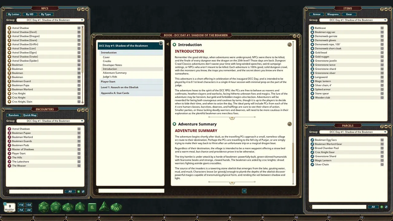 Fantasy Grounds - Dungeon Crawl Classics - DCC Day #1: Shadow of the Beakmen Screenshot 4