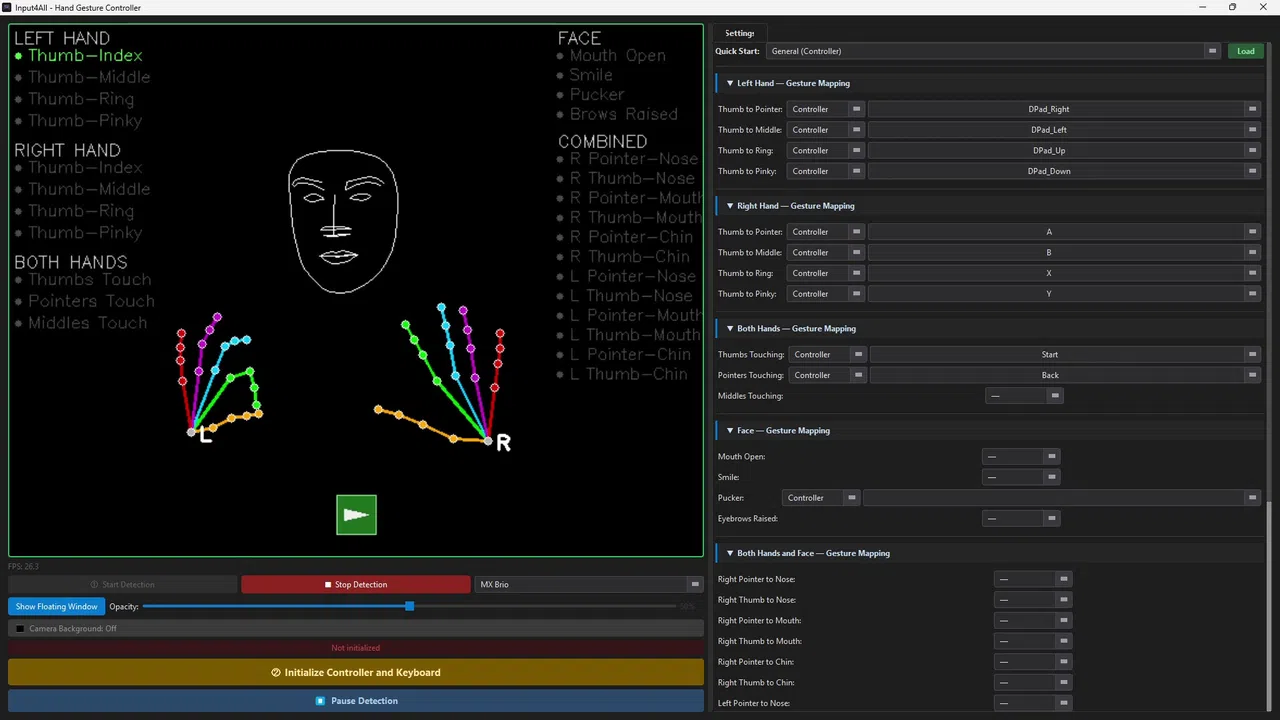 Input4All - Hand / Face Controlled Virtual Gamepad Screenshot 4