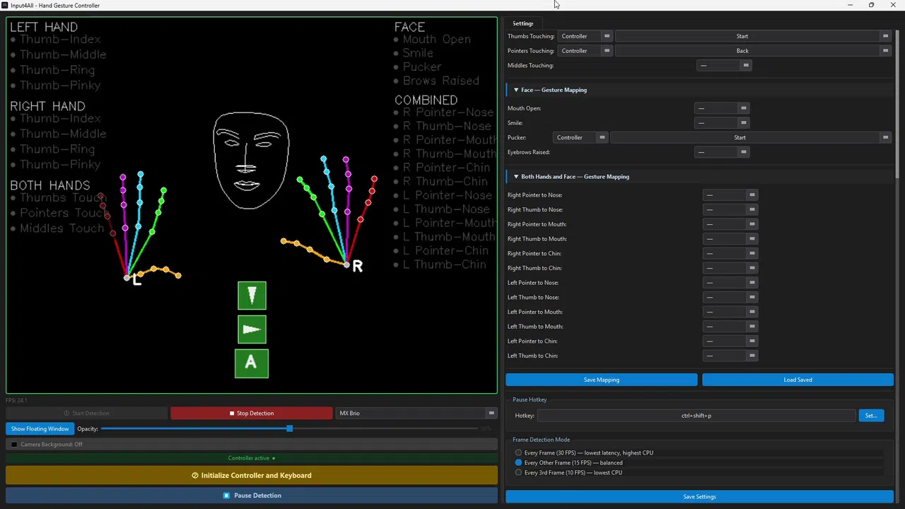 Input4All - Hand / Face Controlled Virtual Gamepad Screenshot 3