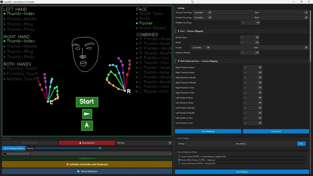 Input4All - Hand / Face Controlled Virtual Gamepad Screenshot 2