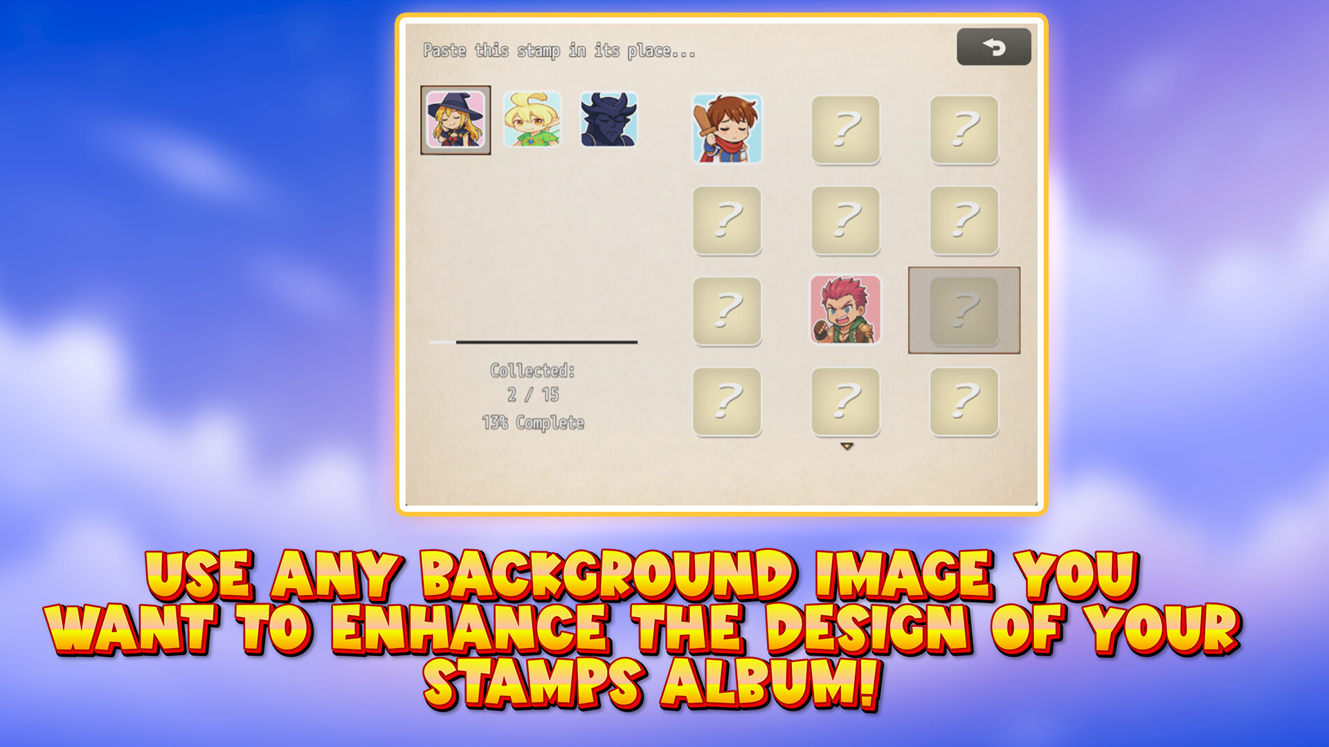 RPG Maker MZ - UNDERMAX - STAMPS ALBUM PLUGIN Screenshot 2