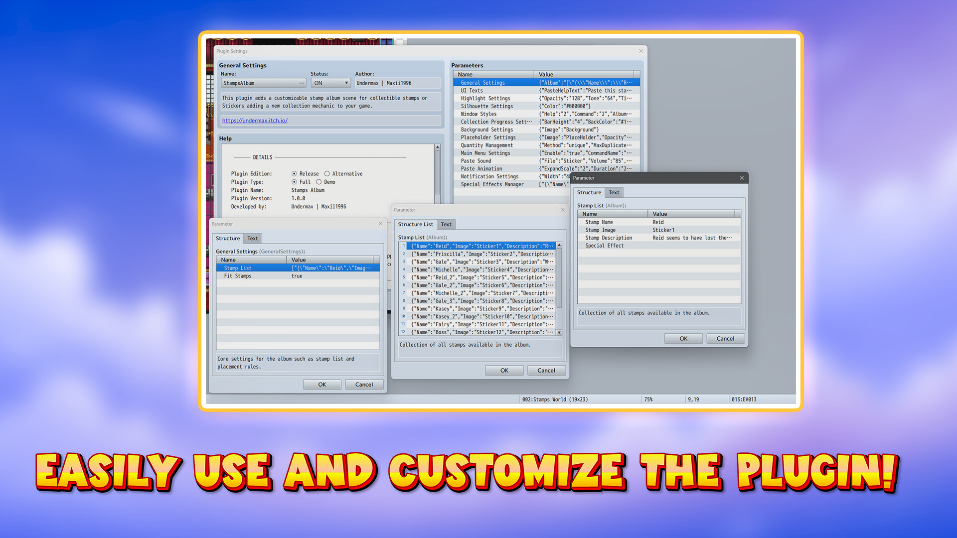 RPG Maker MZ - UNDERMAX - STAMPS ALBUM PLUGIN Screenshot 4