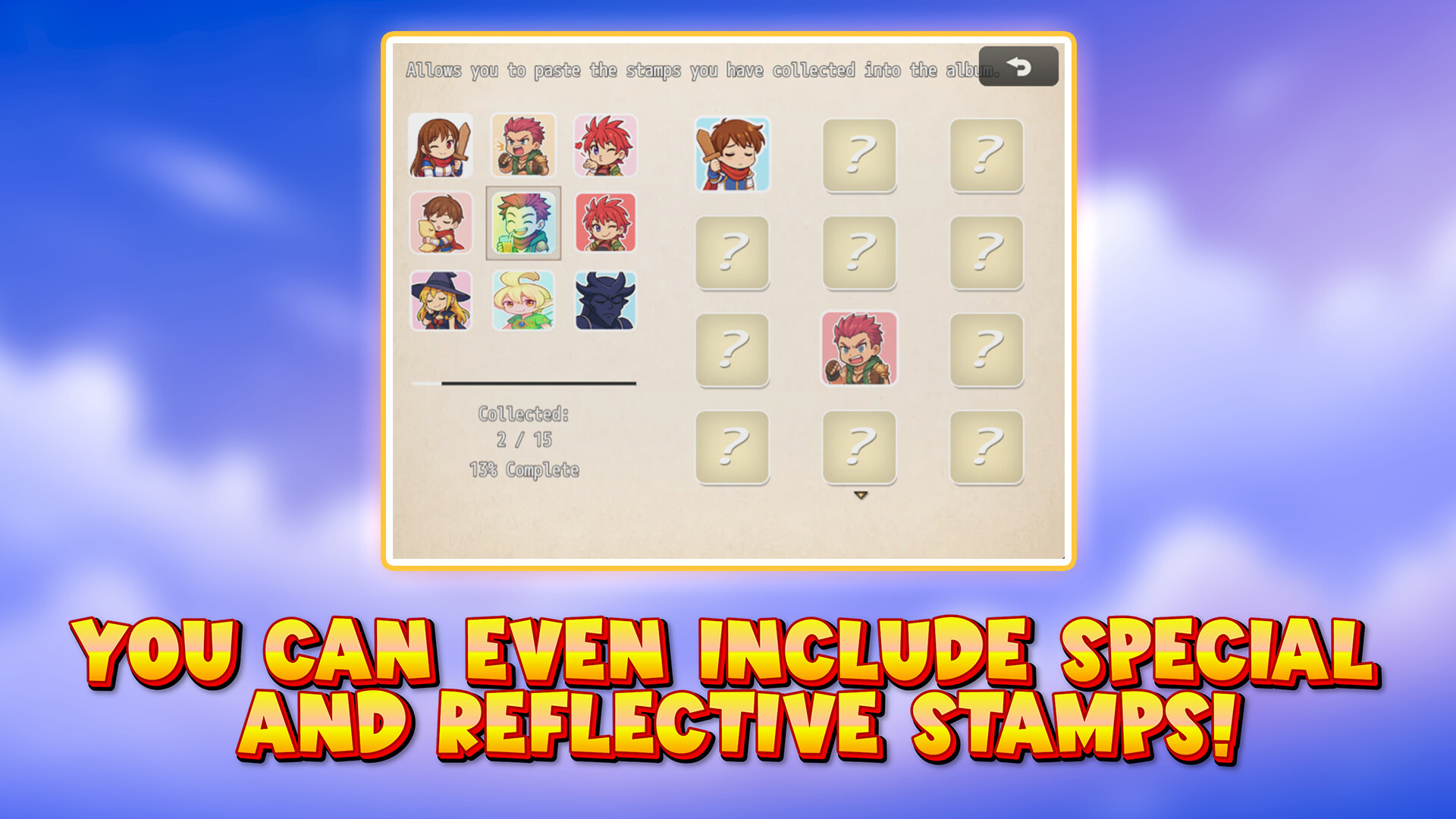 RPG Maker MZ - UNDERMAX - STAMPS ALBUM PLUGIN Screenshot 3