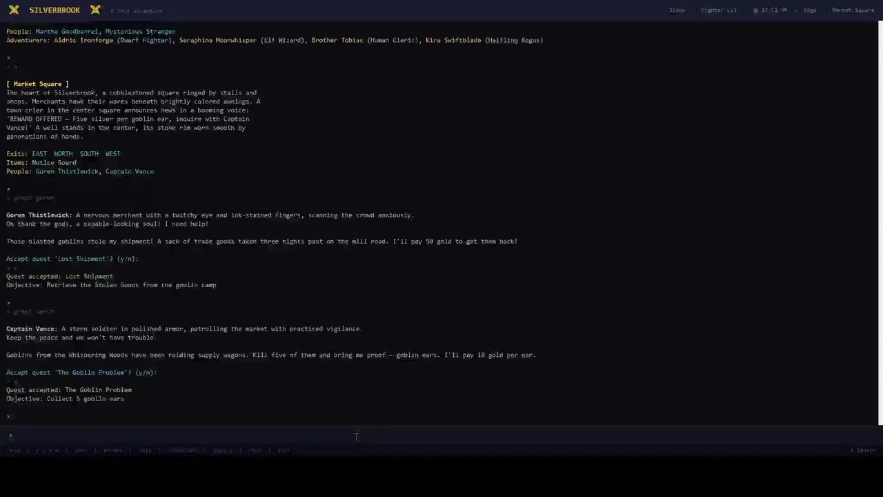 Silverbrook: a Text-Based RPG Screenshot 1