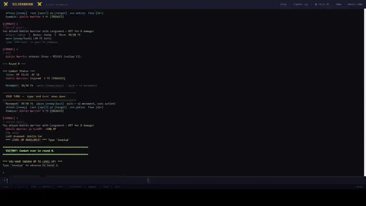 Silverbrook: a Text-Based RPG Screenshot 3