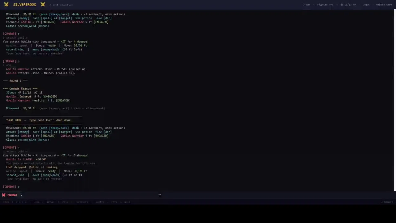 Silverbrook: a Text-Based RPG Screenshot 4