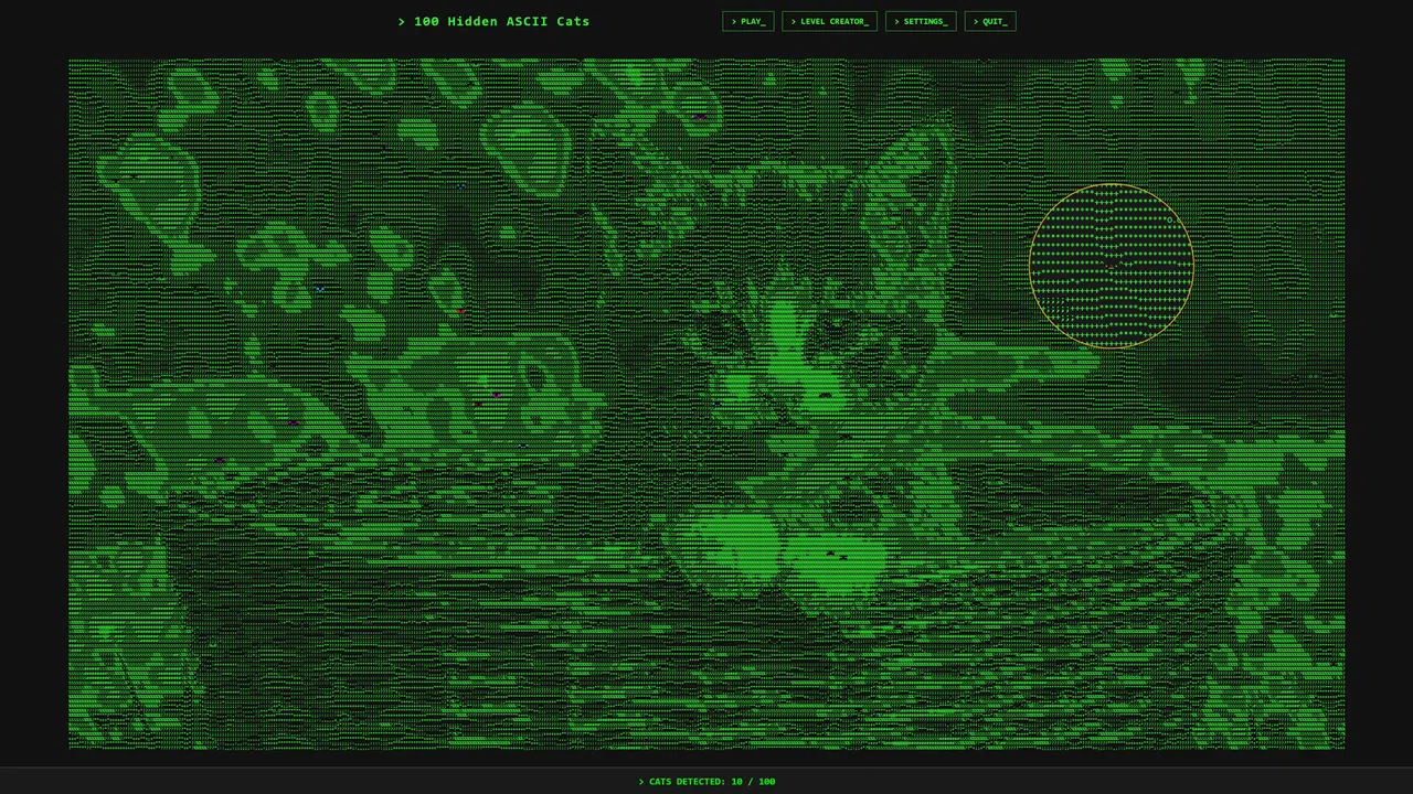 100 Hidden ASCII Cats Screenshot 2