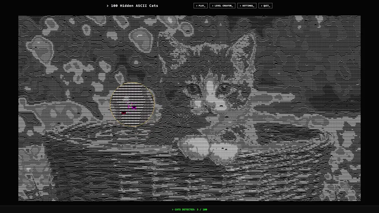 100 Hidden ASCII Cats Screenshot 1