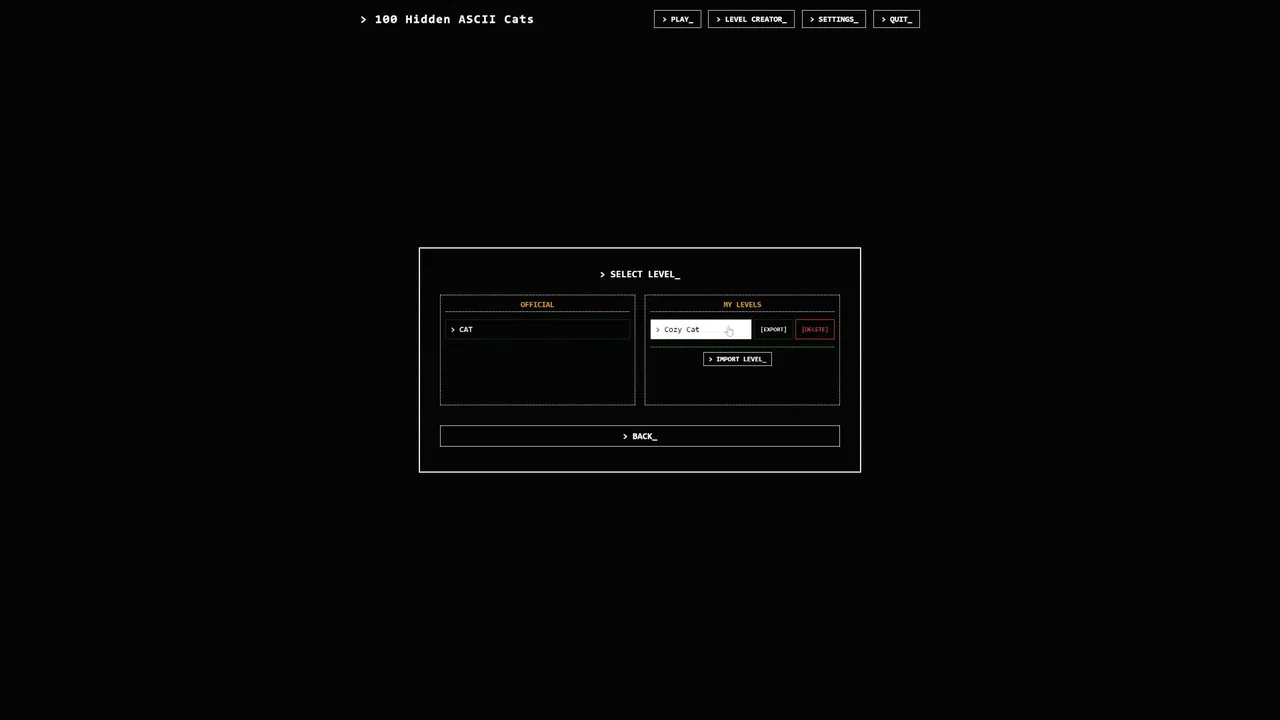 100 Hidden ASCII Cats Screenshot 4