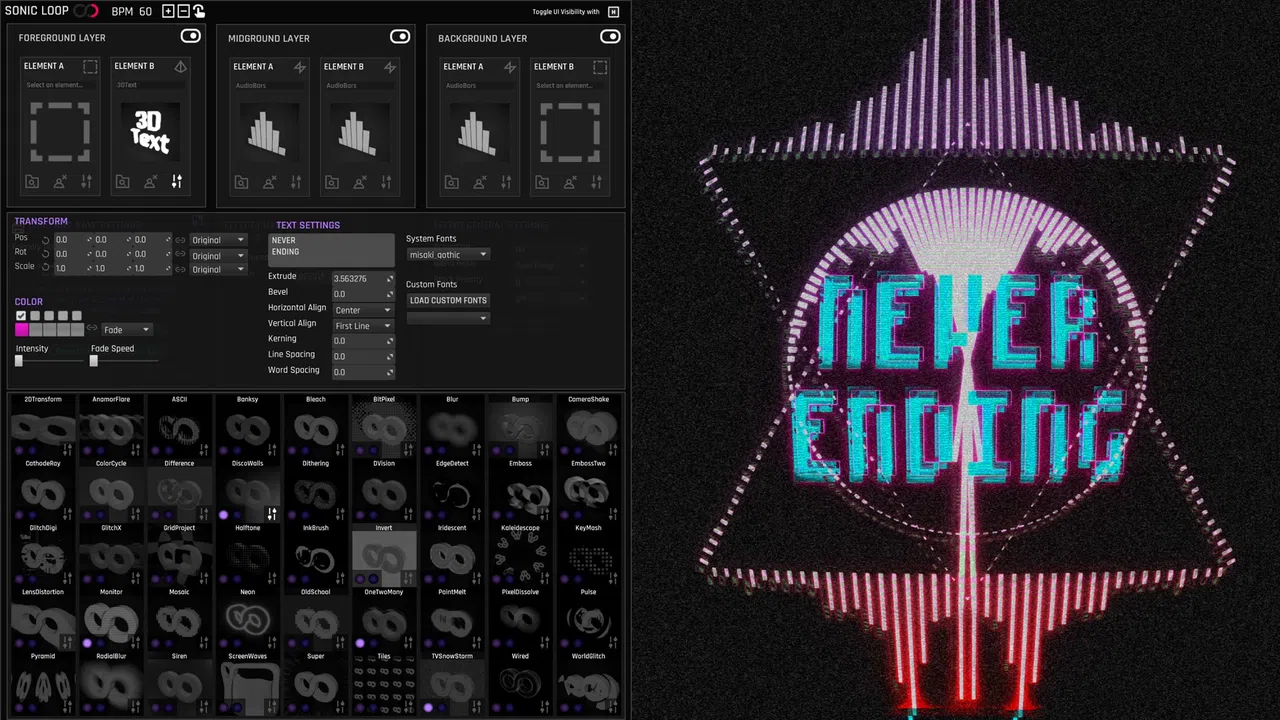 SonicLoop - Realtime VJ content creator for streaming, music videos and live performance Screenshot 1