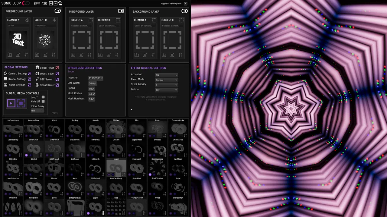 SonicLoop - Realtime VJ content creator for streaming, music videos and live performance Screenshot 3