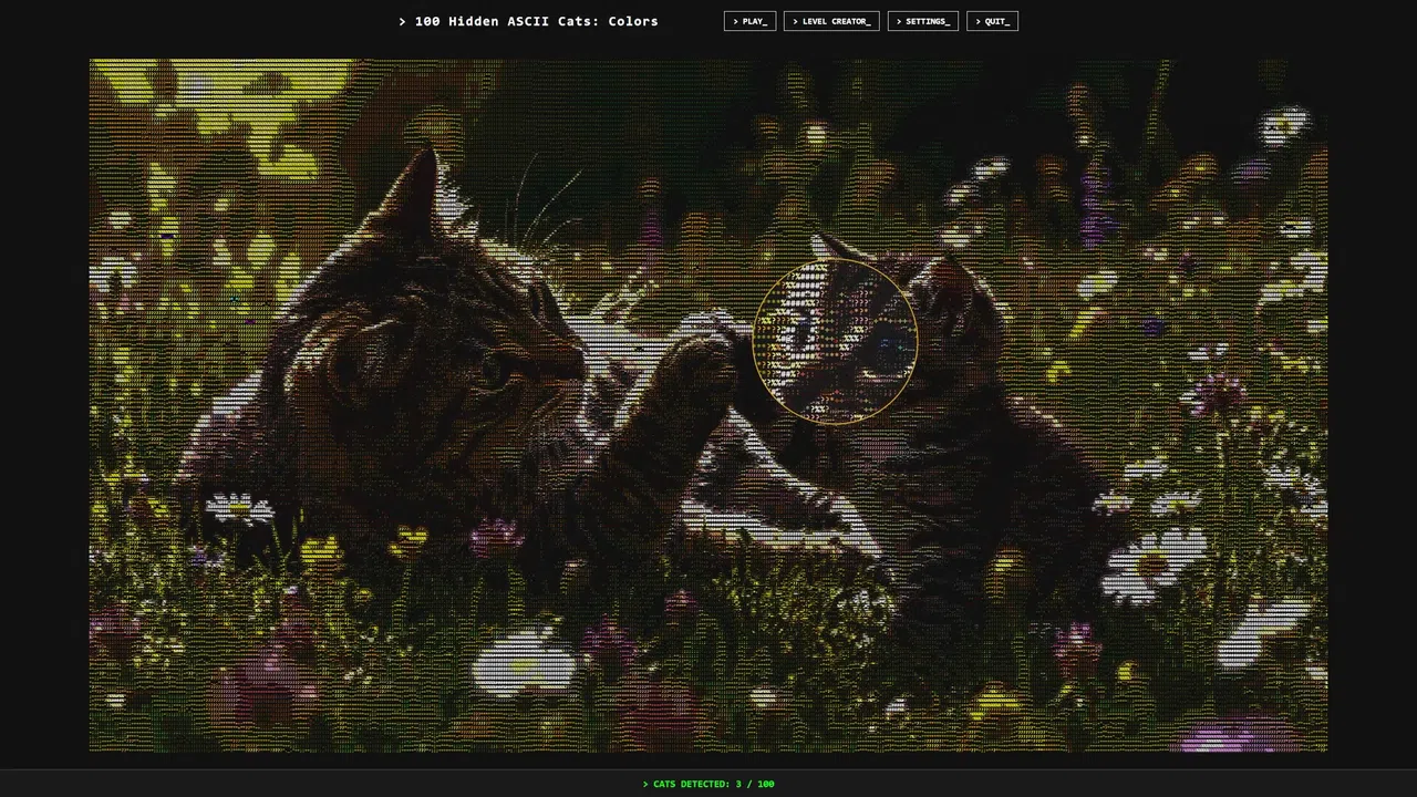 100 Hidden ASCII Cats: Colors Screenshot 4