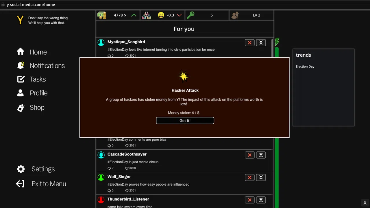 Y: Solo Mod Simulator Screenshot 1