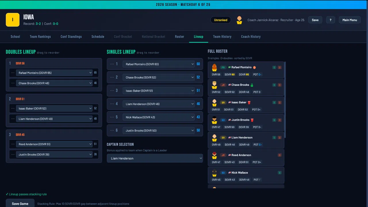 Swing Dynasty: College Tennis Screenshot 11