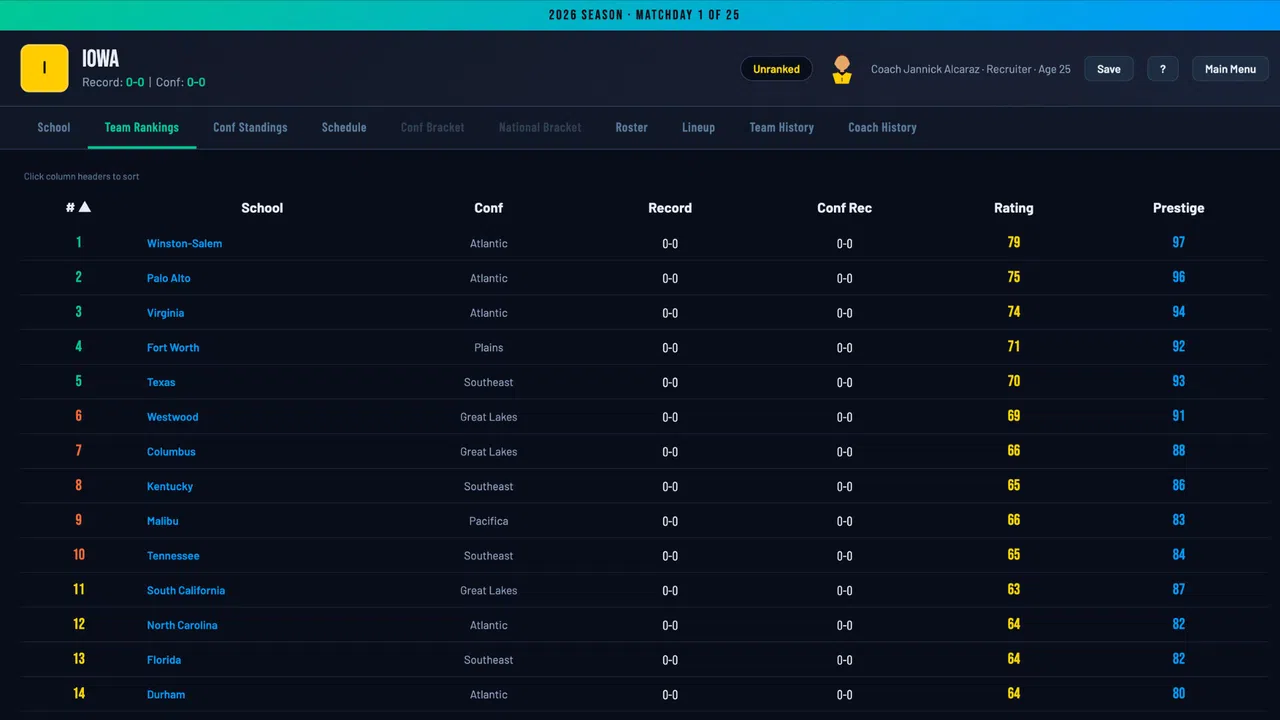 Swing Dynasty: College Tennis Screenshot 20