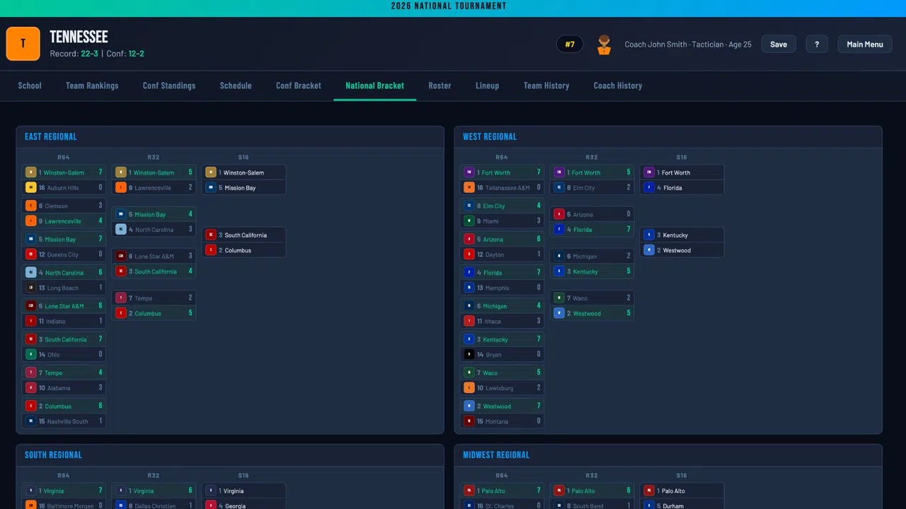 Swing Dynasty: College Tennis Screenshot 3