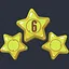 3 stars in six levels icon