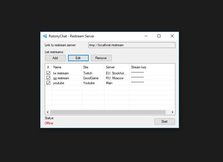 RutonyChat - Restream Server Screenshot 1