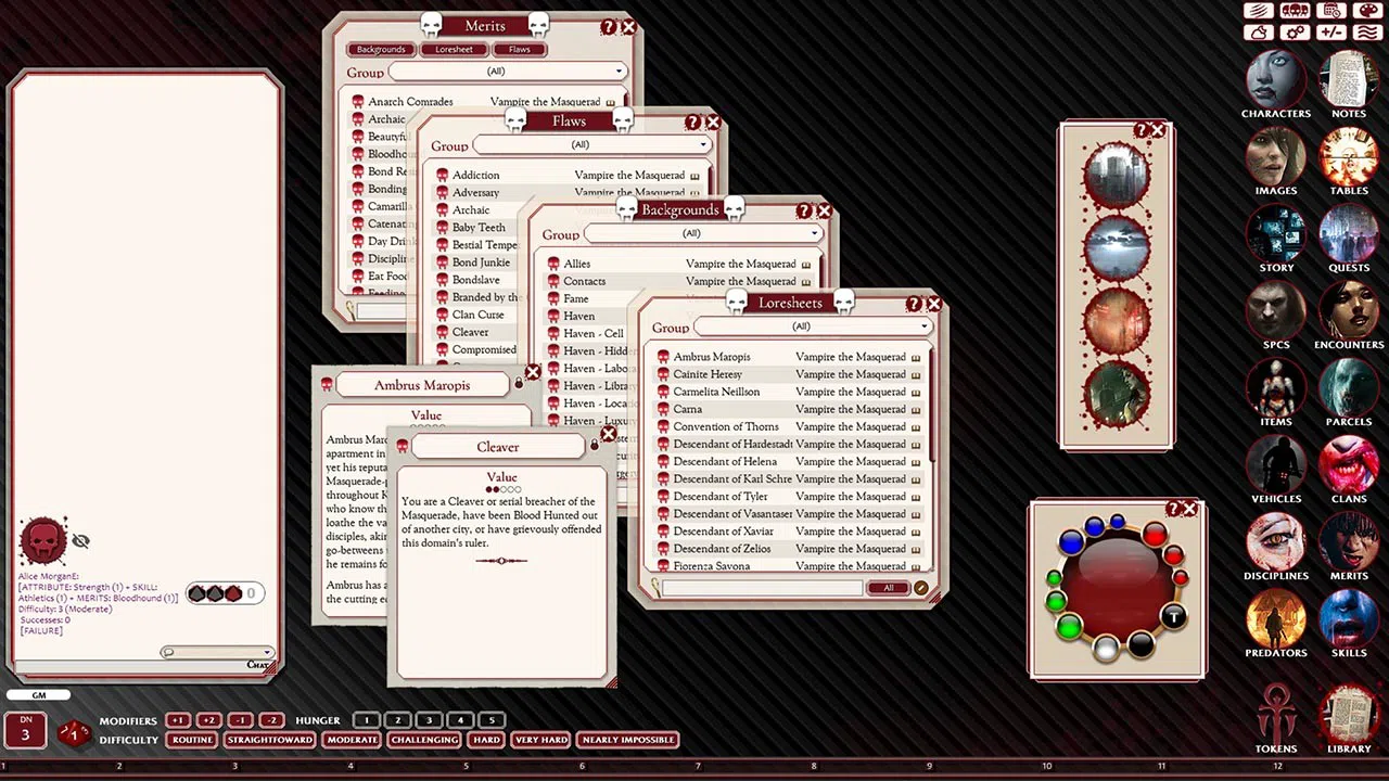 Fantasy Grounds - Vampire the Masquerade 5th Edition Ruleset (VTM5TH) Screenshot 4