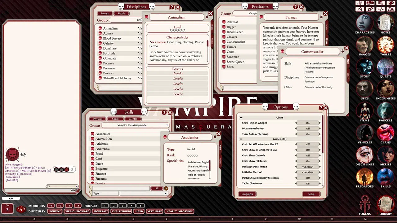 Fantasy Grounds - Vampire the Masquerade 5th Edition Ruleset (VTM5TH) Screenshot 1