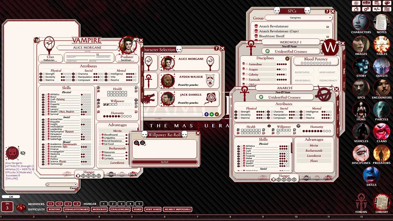 Fantasy Grounds - Vampire the Masquerade 5th Edition Ruleset (VTM5TH) Screenshot 3